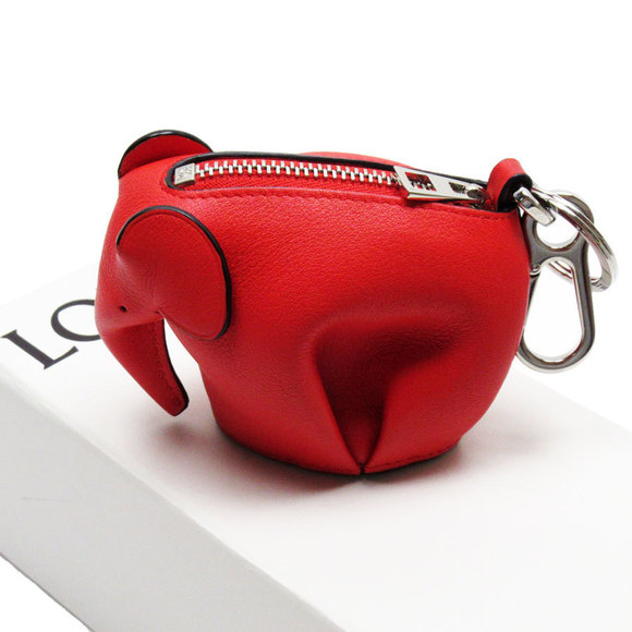 Loewe Handbags - Loewe Elephant Charm Coin Case Wallet Red Leather